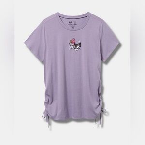 Kuromi My Melody Slim Fit Embroidered Cinch Tee Light Purple Lavender Size L